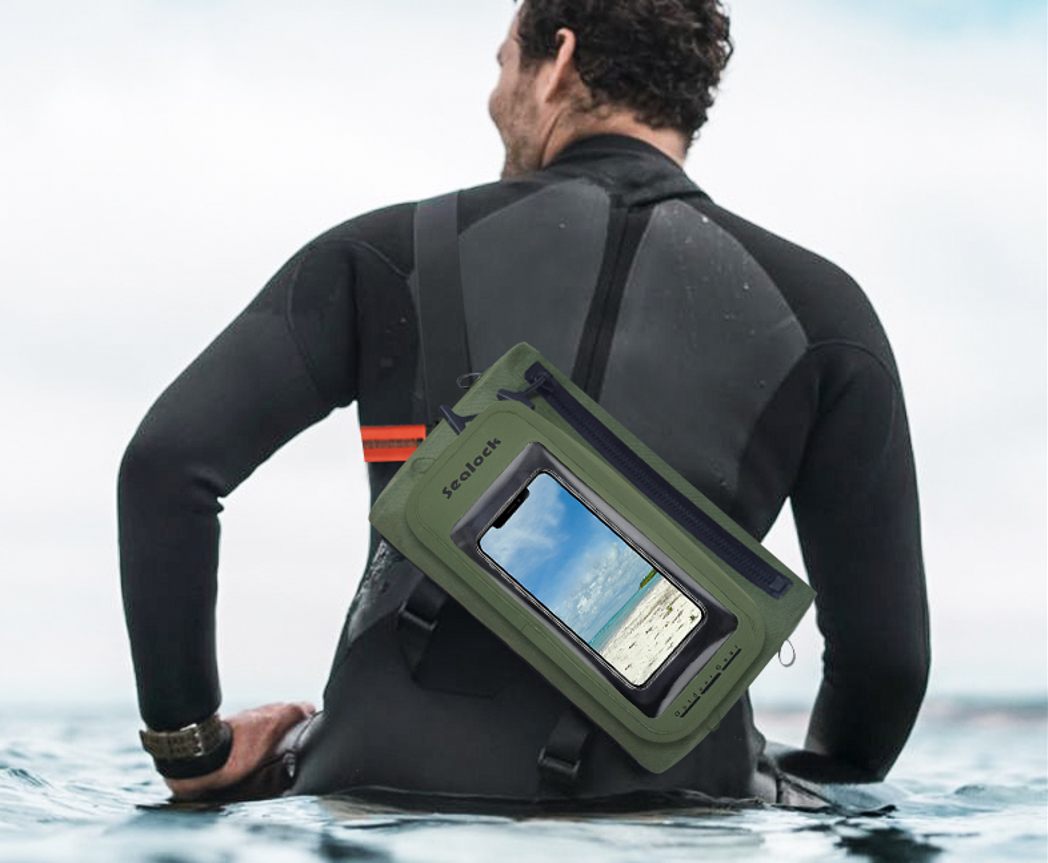 Bolsa impermeável Sealock AquaSeal com capa de telefone individual para esportes aquáticos