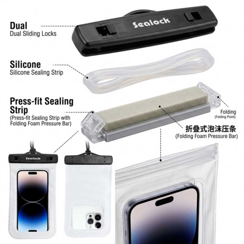 Guia de fabricação de bolsa para telefone à prova d'água IPX8